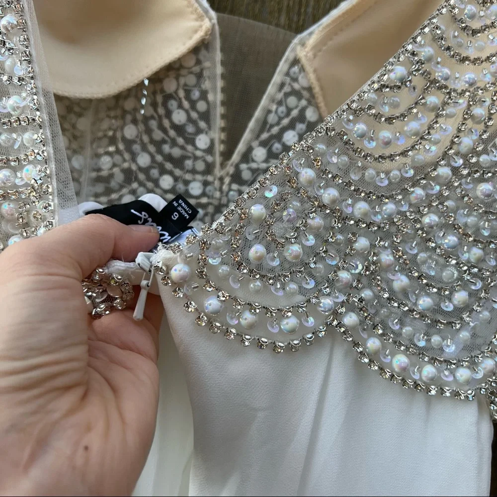 White True Love Beaded Rhinestone Wedding Gown 🌿 - Picture 12 of 13